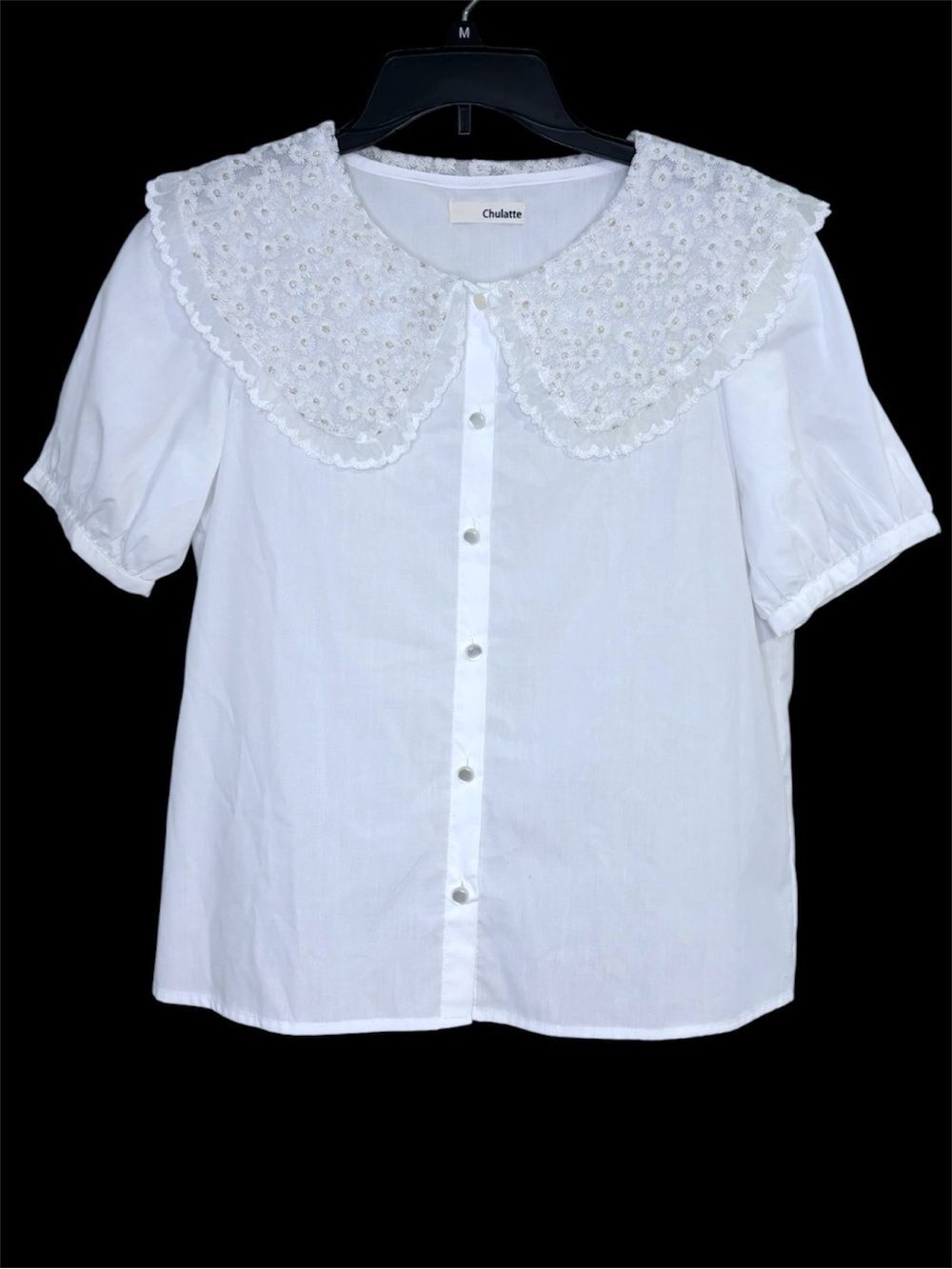 Chulatte White Eyelet Peter Pan Collar Blouse